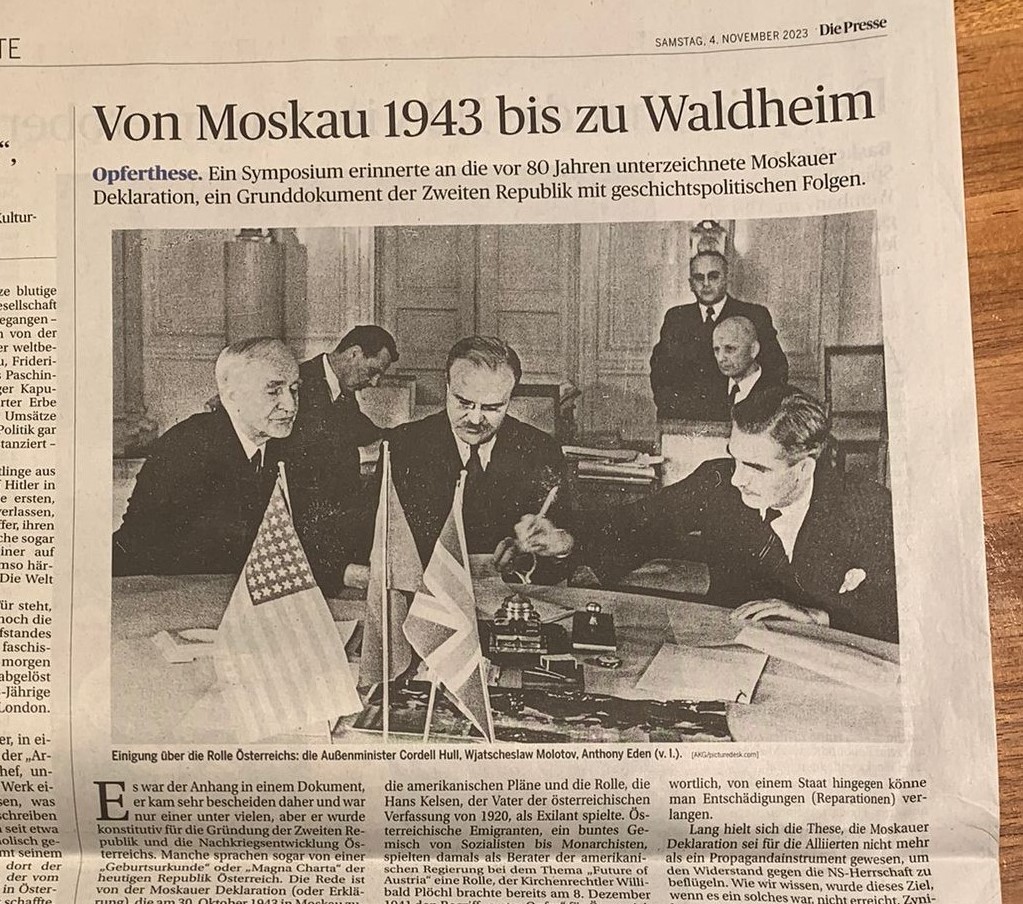 Österreich und die Moskauer Erklärung vom 30. Oktober 1943 - Symposium zum 80. Jahrestag